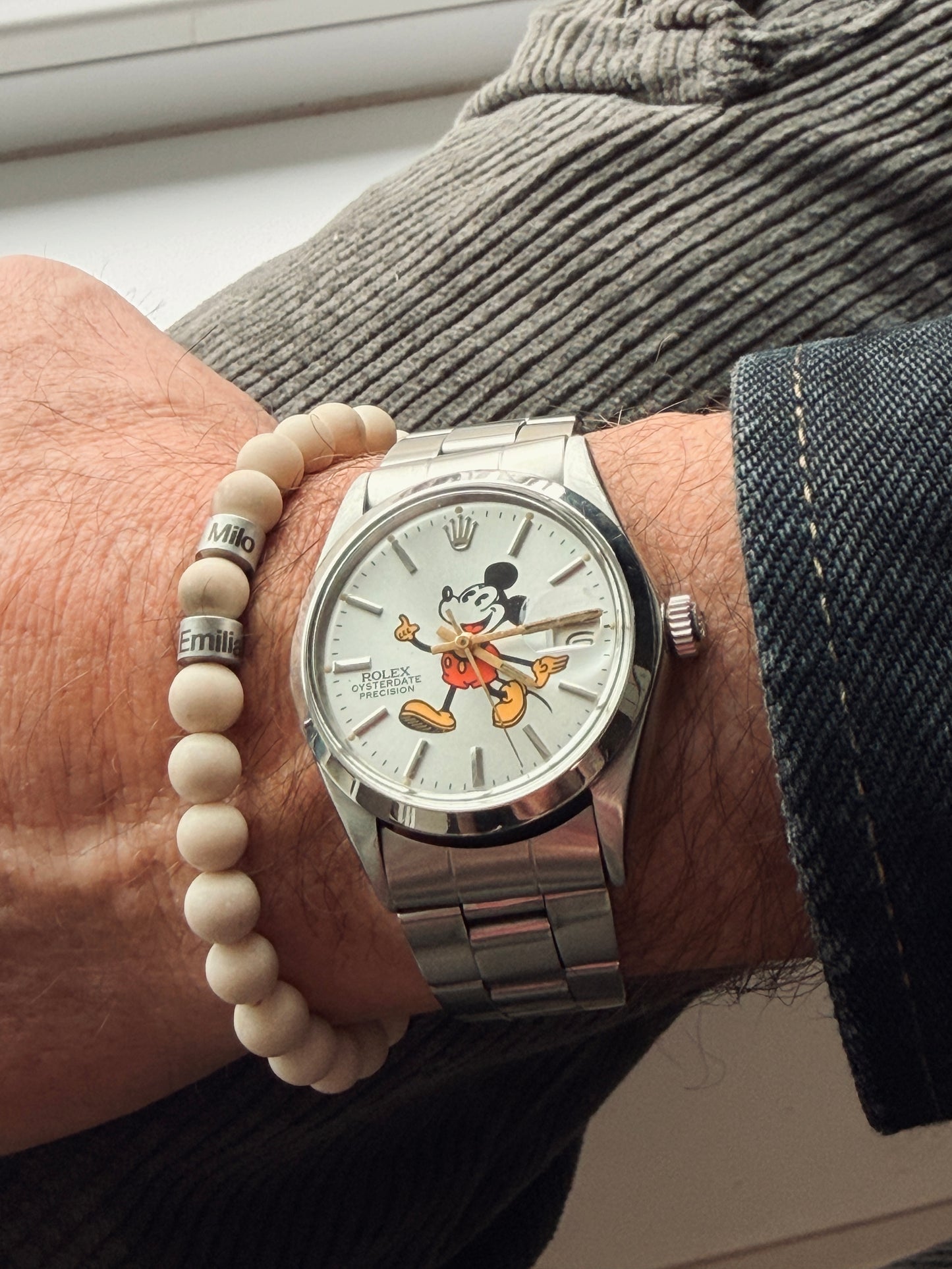 Männerarmband mit Namen & Naturstein Fossil 6mm