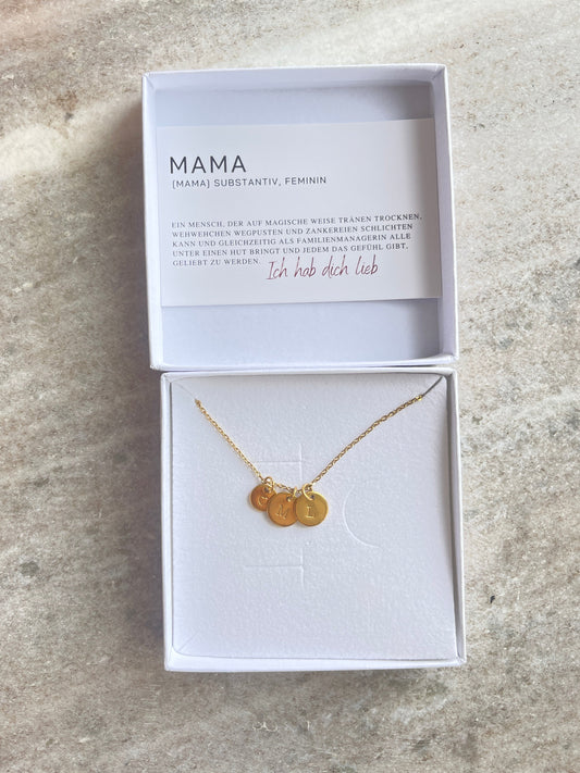 Personalisierte Kette mit 3 Anhängern & Handprägung