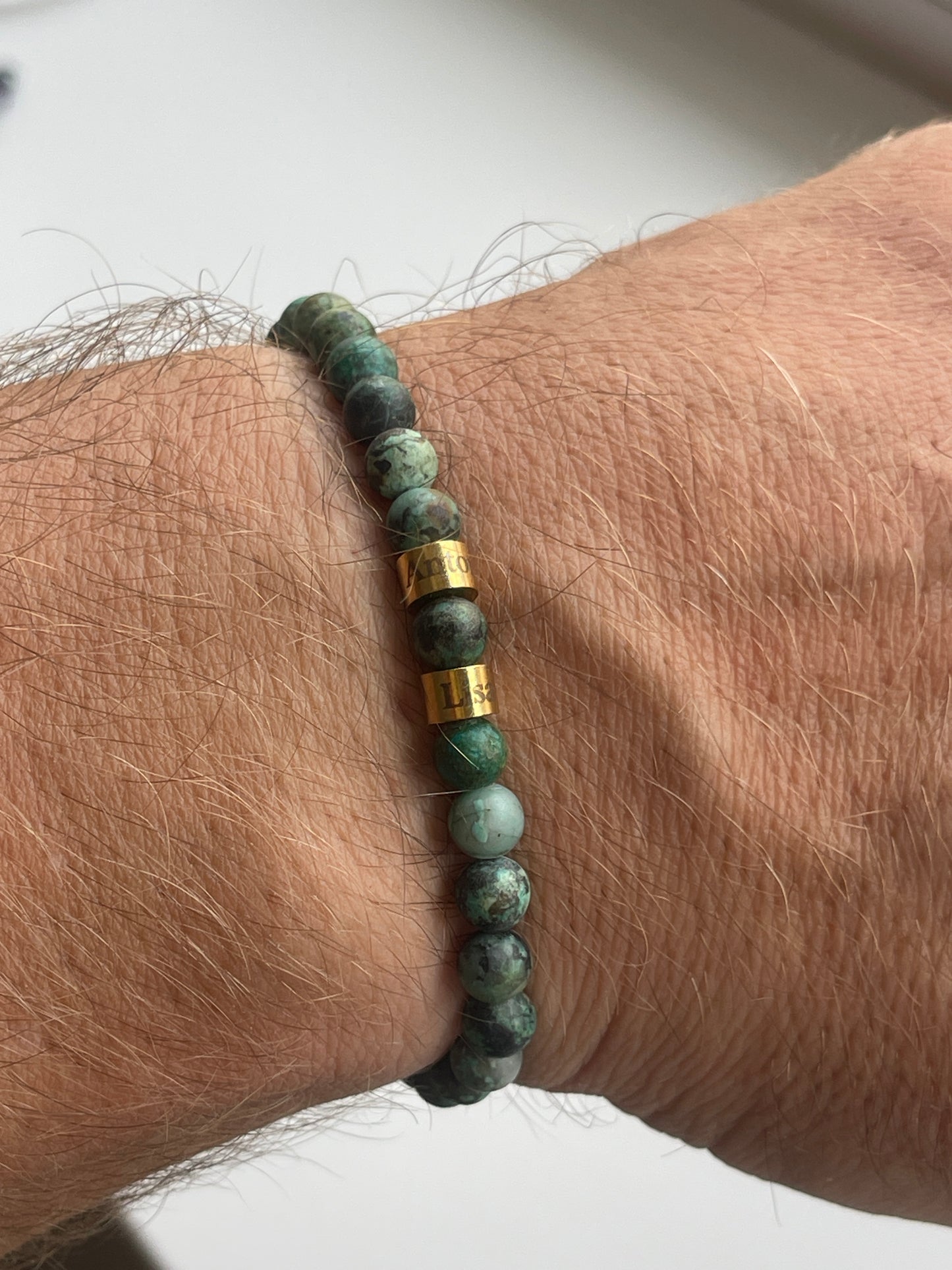 Männerarmband mit Namen & Naturstein Türkis