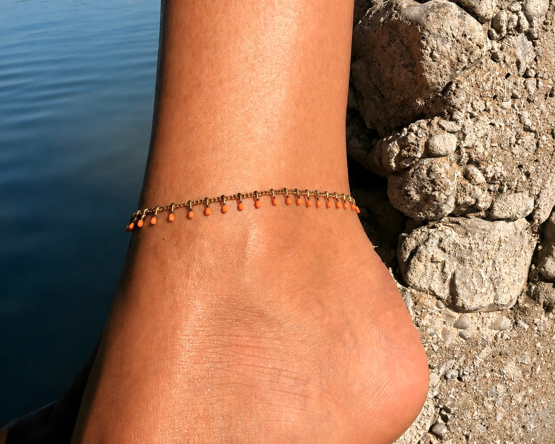 Orange Drops Fußkettchen – Modern Boho