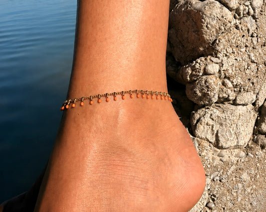 Orange Drops Fußkettchen – Modern Boho