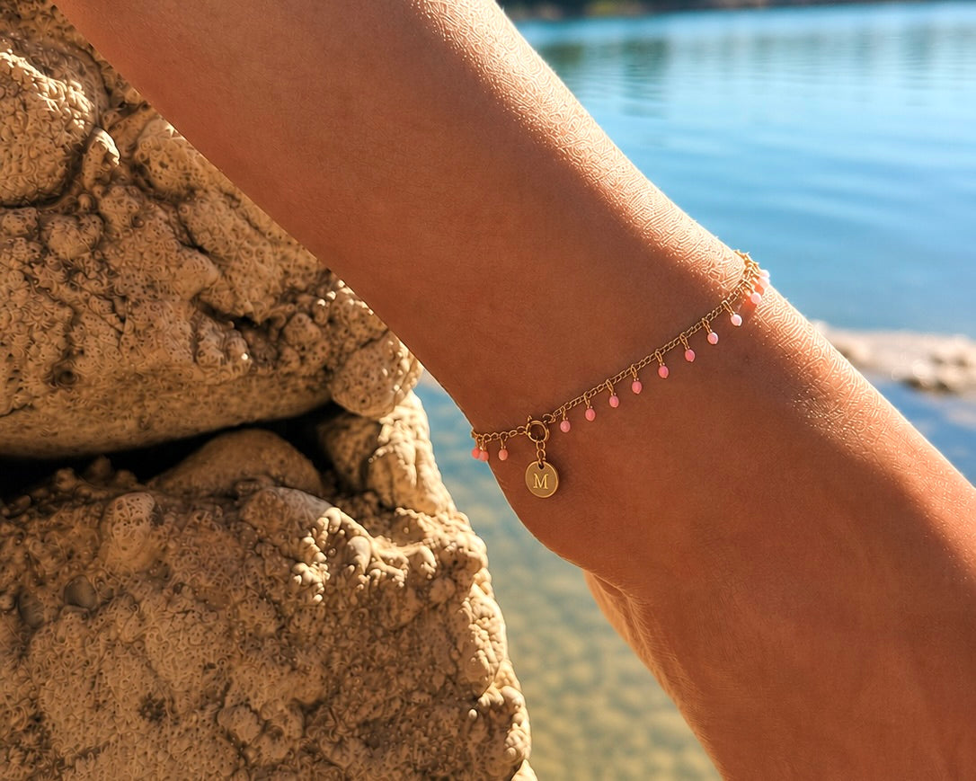 Pink Drops Fußkettchen – Modern Boho