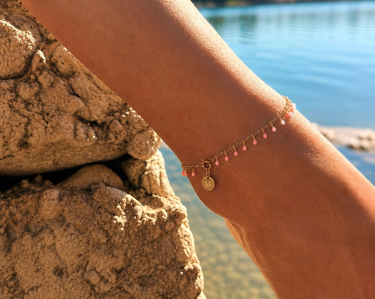Pink Drops Fußkettchen – Modern Boho
