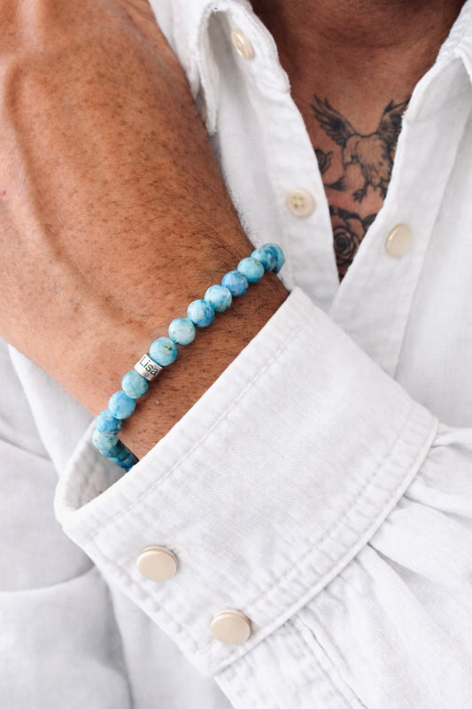 Männerarmband mit Namen & Naturstein Apatit 6mm