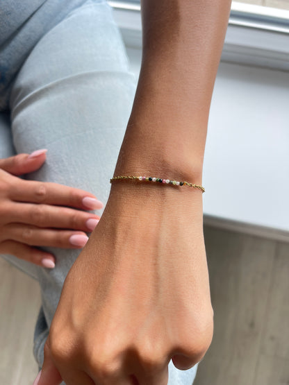 Buntes Turmalin  Line Armband