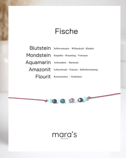 Personalisiertes Fische Sternzeichen Armband Wunschfarbe frei wählbar, besonderes Geschenk zum Geburtstag