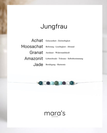 Personalisiertes Jungfrau Sternzeichen Armband Wunschfarbe frei wählbar, besonderes Geschenk zum Geburtstag