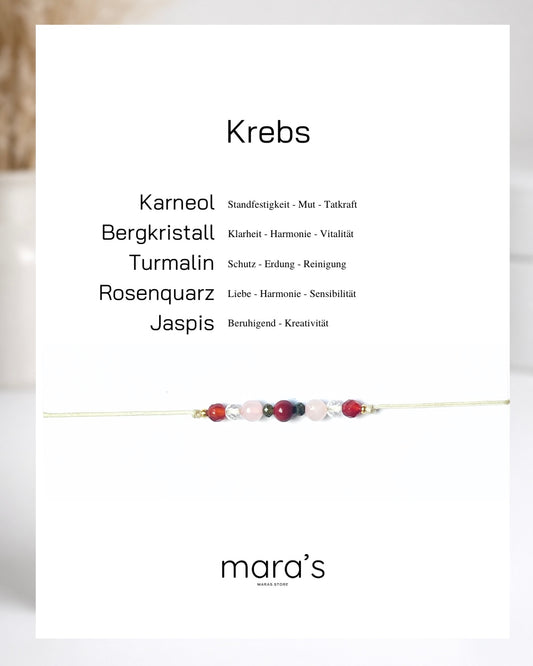 Personalisiertes Krebs Armband mit Sternzeichen Symbol, Wunschfarbe frei wählbar, besonderes Geschenk zum Geburtstag