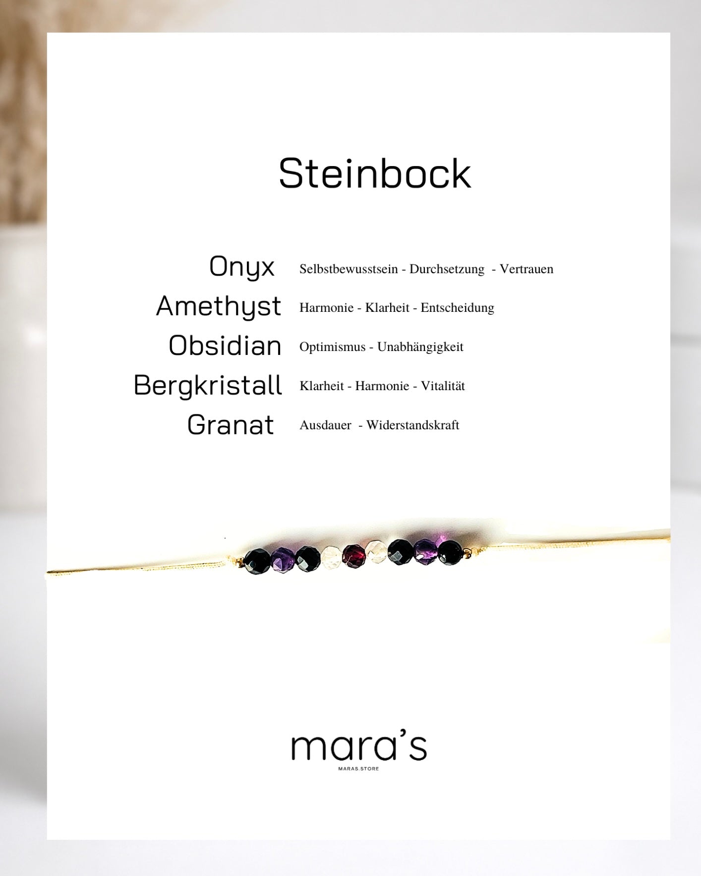 Personalisiertes Steinbock Sternzeichen Armband Wunschfarbe frei wählbar, besonderes Geschenk zum Geburtstag