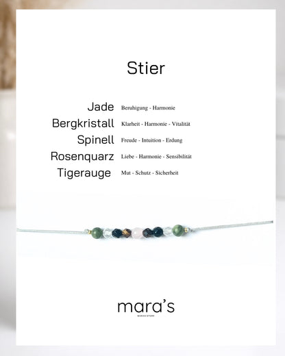 Personalisiertes Stier Sternzeichen Armband Wunschfarbe frei wählbar, besonderes Geschenk zum Geburtstag