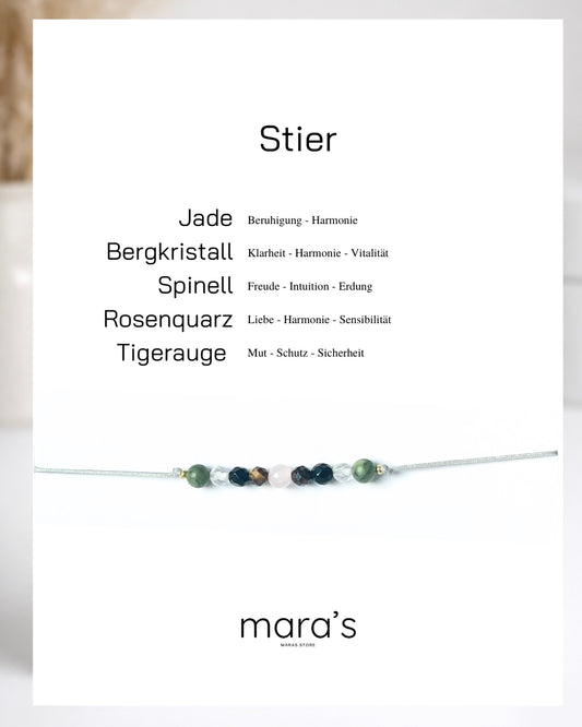 Personalisiertes Stier Sternzeichen Armband Wunschfarbe frei wählbar, besonderes Geschenk zum Geburtstag