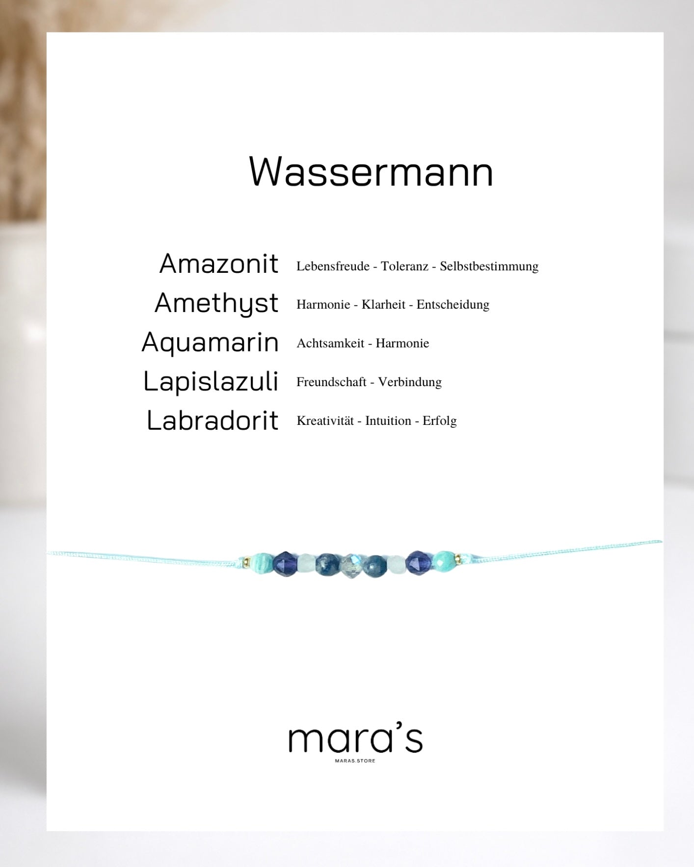 Personalisiertes Wassermann Sternzeichen Armband Wunschfarbe frei wählbar, besonderes Geschenk zum Geburtstag