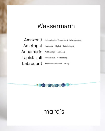 Personalisiertes Wassermann Sternzeichen Armband Wunschfarbe frei wählbar, besonderes Geschenk zum Geburtstag