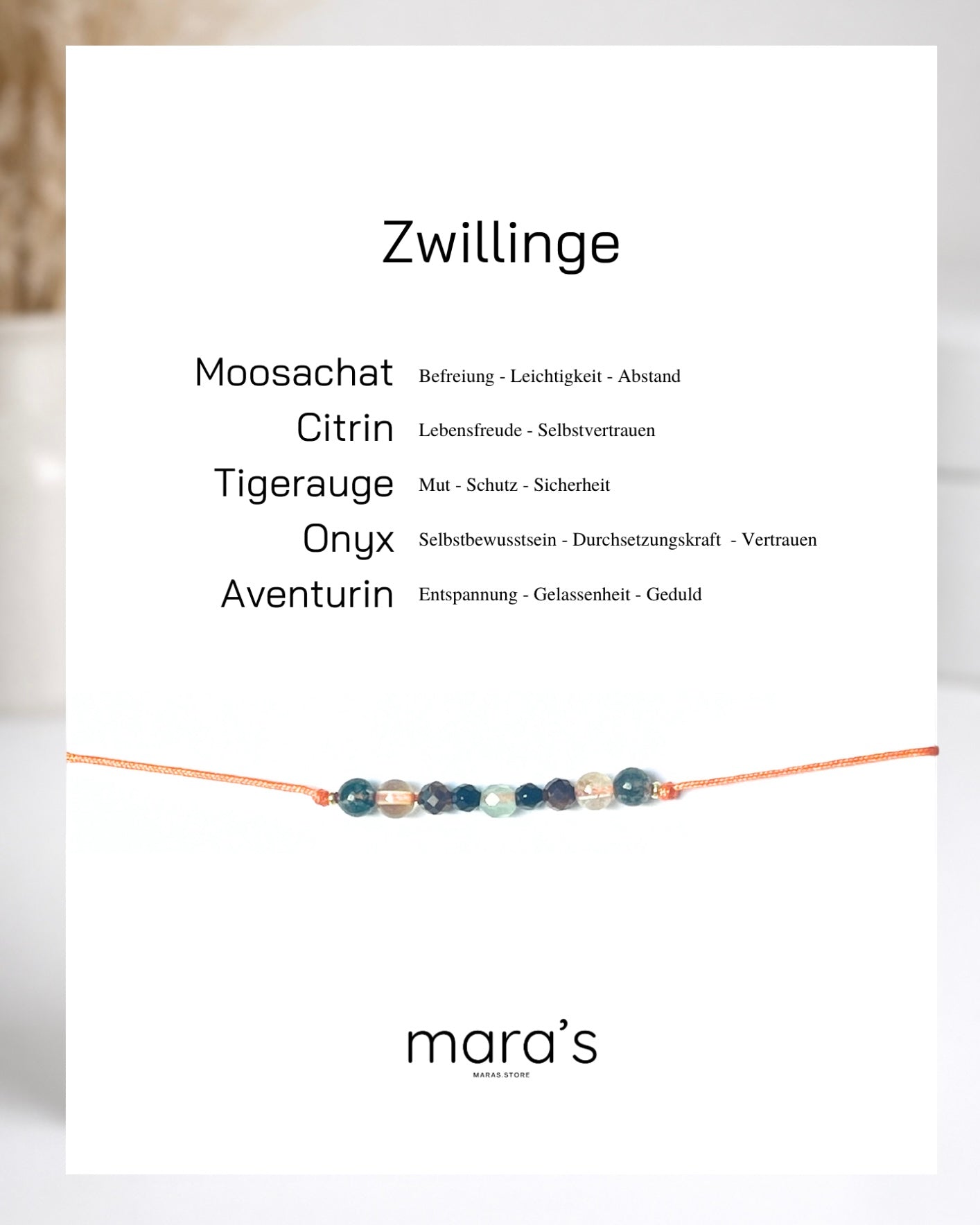 Personalisiertes Zwillinge Sternzeichen Armband Wunschfarbe frei wählbar, besonderes Geschenk zum Geburtstag